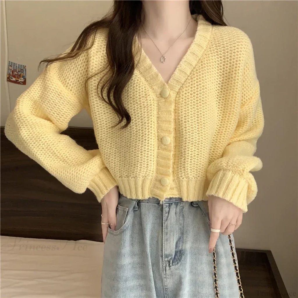 V-neck Button-Up Knit Cardigan image 10