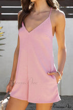 V Neck Cami Rompers with Pockets image 4