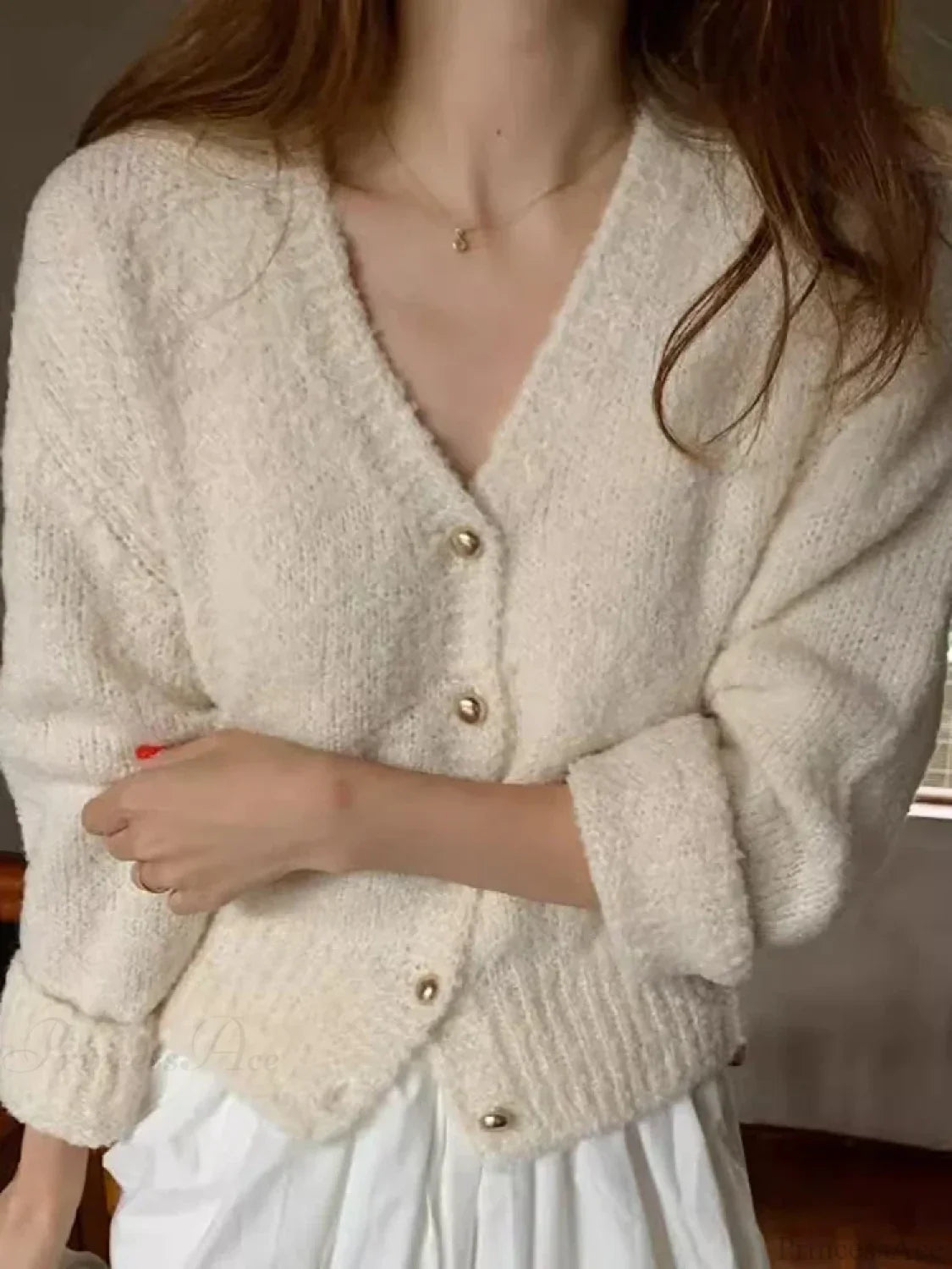 V-neck Cashmere Knit Cardigan image 1