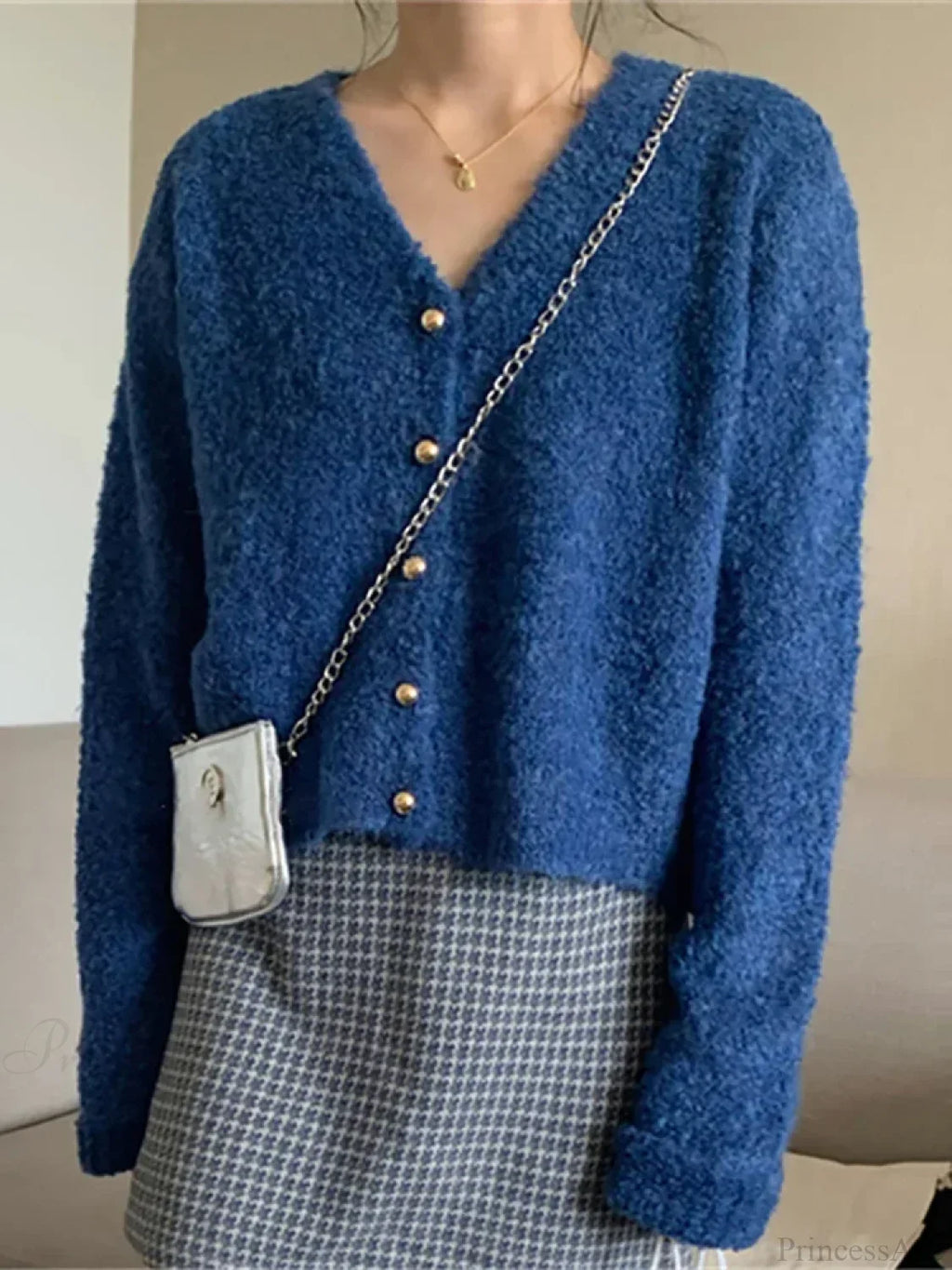 V-neck Cashmere Knit Cardigan image 5