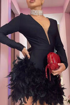 V Neck Feather Pack Mini Dress image 10