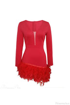 V Neck Feather Pack Mini Dress image 15