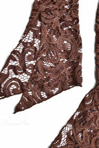 V Neck Flares Sleeve Lace Dress image 13
