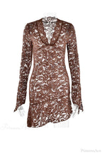 V Neck Flares Sleeve Lace Dress image 9