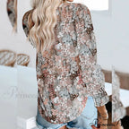 V-Neck Flowered Women's Bohemian Dokotoo Top image 2