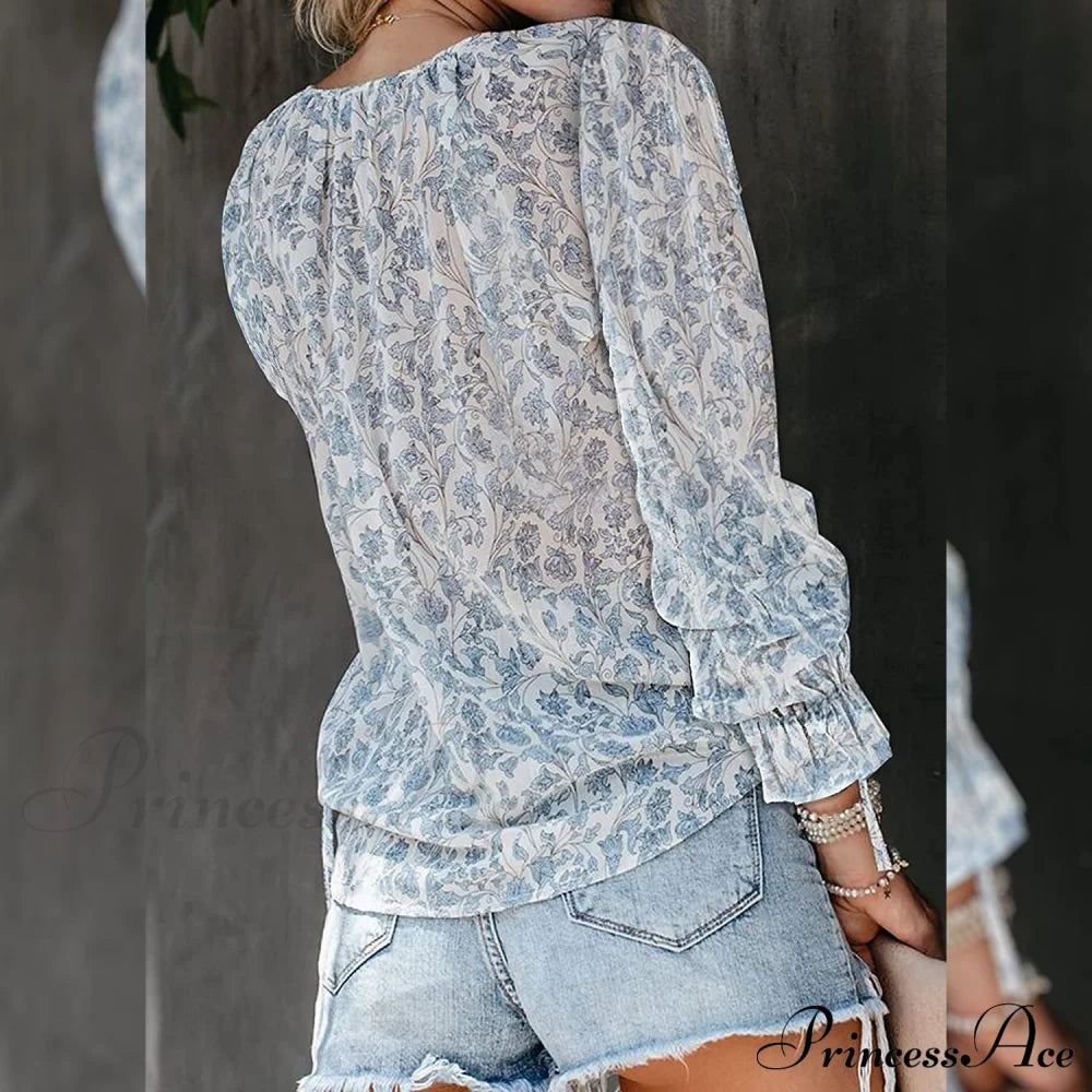 V-Neck Flowered Women's Bohemian Dokotoo Top image 9