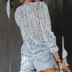 V-Neck Flowered Women's Bohemian Dokotoo Top image 9