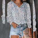 V-Neck Flowered Women's Bohemian Dokotoo Top image 10