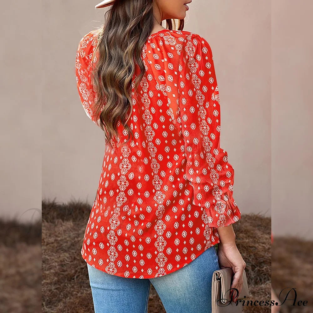 V-Neck Flowered Women's Bohemian Dokotoo Top image 8
