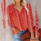 V-Neck Flowered Women's Bohemian Dokotoo Top image 7