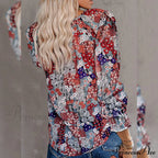 V-Neck Flowered Women's Bohemian Dokotoo Top image 6