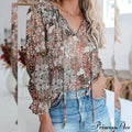 V-Neck Flowered Women's Bohemian Dokotoo Top image 1