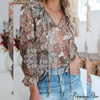 V-Neck Flowered Women's Bohemian Dokotoo Top image 1