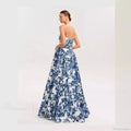 V-Neck Flowing Floral Prom Dress image 1