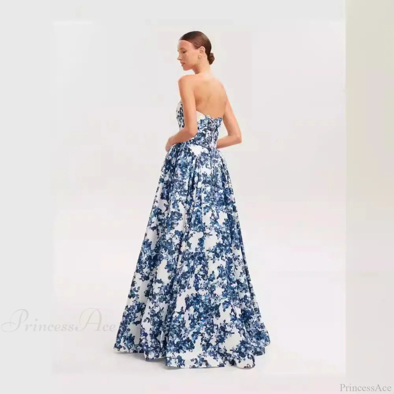 V-Neck Flowing Floral Prom Dress image 1