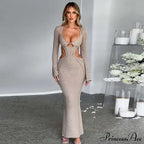 V Neck Knitted Maxi Dress image 2