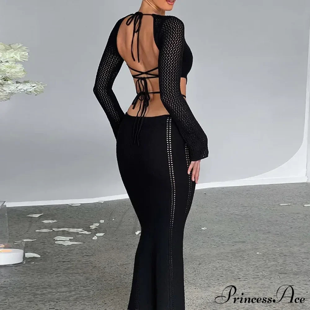 V Neck Knitted Maxi Dress image 5