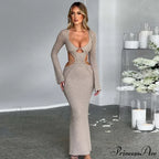 V Neck Knitted Maxi Dress image 7