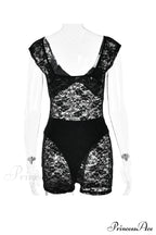 V Neck Lace Bodycon Rompers with Short Sleeves image 8