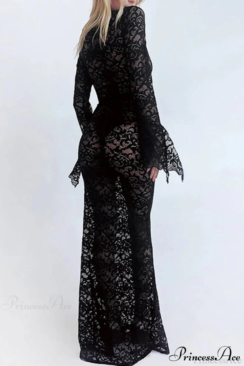 V Neck Lace Flare Sleeve Dress image 11