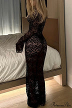 V Neck Lace Flare Sleeve Dress image 10