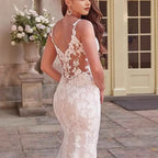 V-Neck Lace Mermaid Bridal Wedding Dress image 4