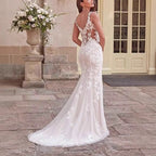 V-Neck Lace Mermaid Bridal Wedding Dress image 2