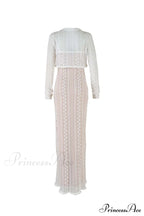 V Neck Lace Two-Piece Dress with Slit image 6