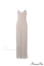 V Neck Lace Two-Piece Dress with Slit image 7