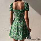 V-Neck Lace Up Lantern Sleeve Ruffles Dress image 8