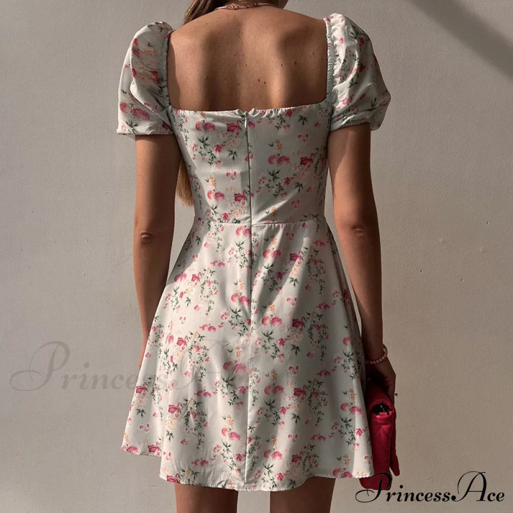 V-Neck Lace Up Lantern Sleeve Ruffles Dress image 10