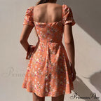 V-Neck Lace Up Lantern Sleeve Ruffles Dress image 4