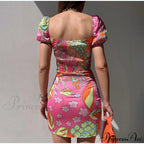 V-Neck Lace Up Lantern Sleeve Ruffles Dress image 2