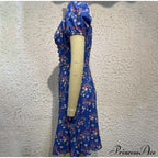 V-Neck Lace Up Lantern Sleeve Ruffles Dress image 16