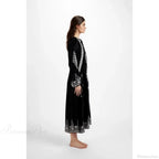 V-neck Lantern Sleeve Free Style Cotton Boho Dress image 4