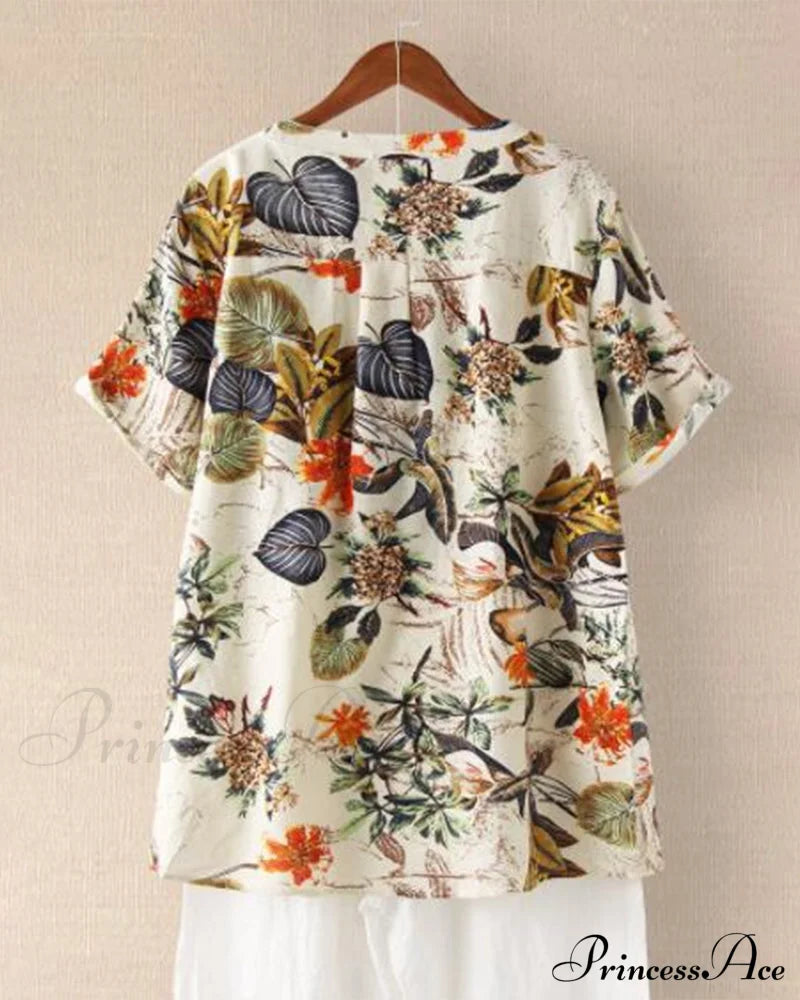 V-neck Patterned T-shirt image 2