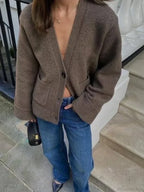 V-neck Pocket Long Sleeve Cardigan image 4