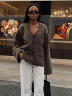 V-neck Pocket Long Sleeve Cardigan image 3