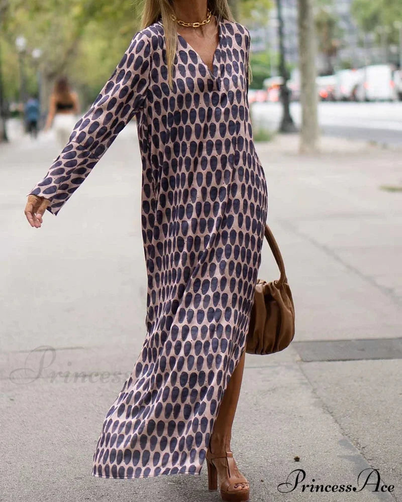 V-neck Polka Dot Print Dress image 1