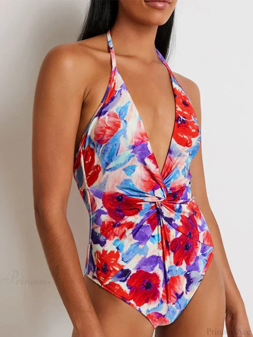 V-neck Printed Bubble Sleeve Swimsuit One Piece image 4