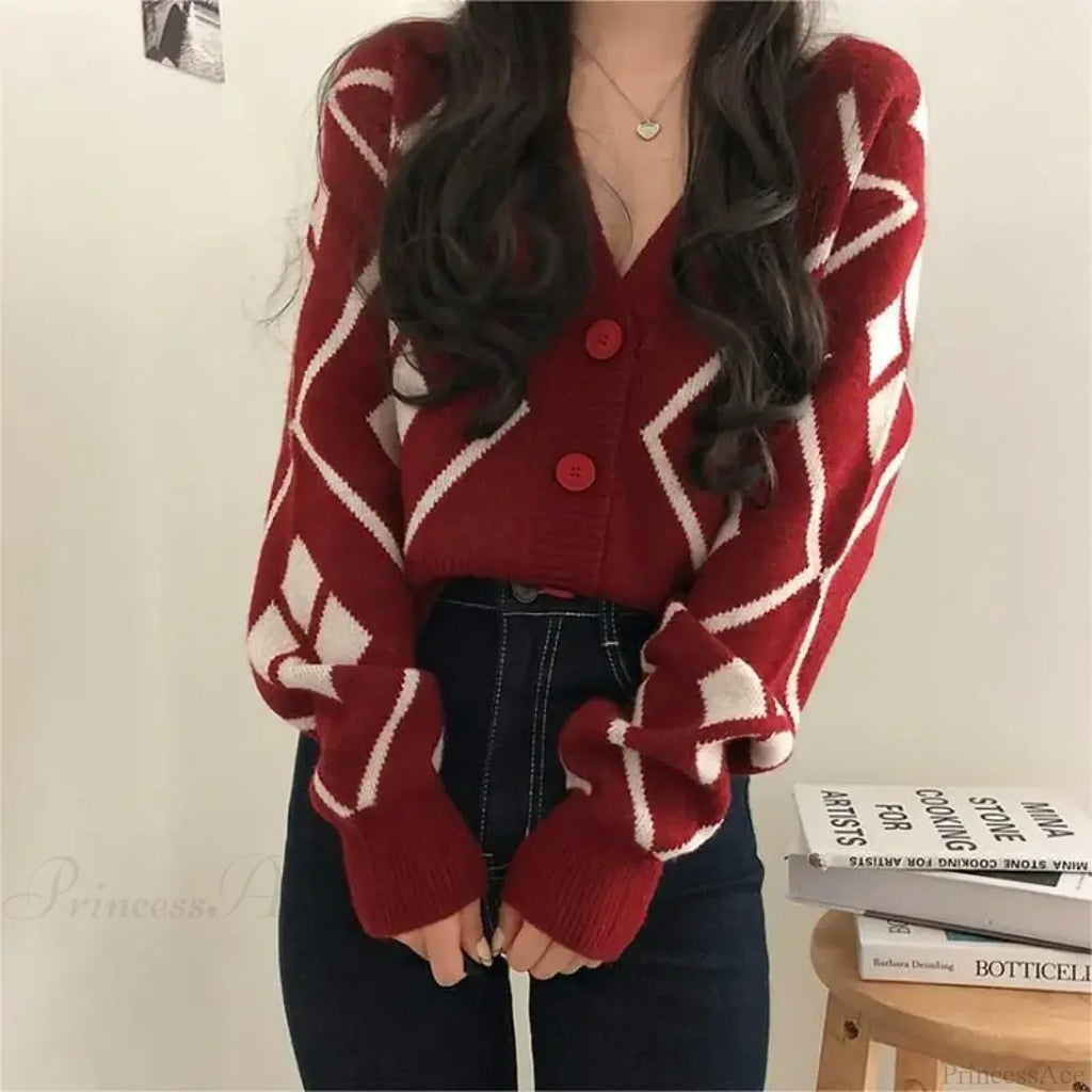 V-neck Printed Button Cardigan image 1