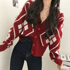 V-neck Printed Button Cardigan image 3