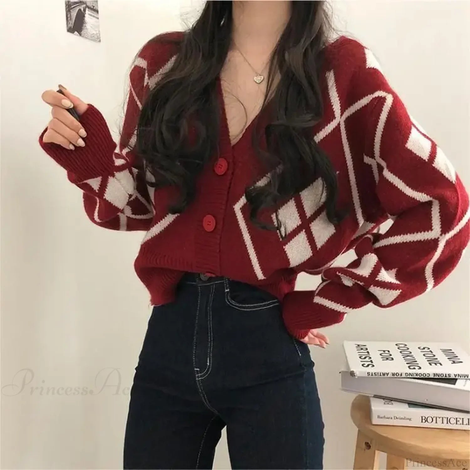 V-neck Printed Button Cardigan image 2
