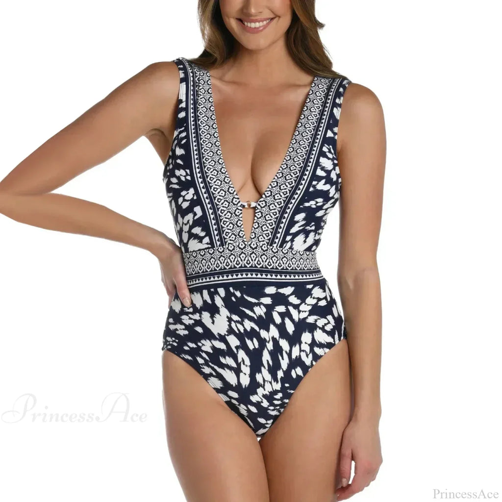 V-Neck Push Up Cross One Piece Swimsuit image 12