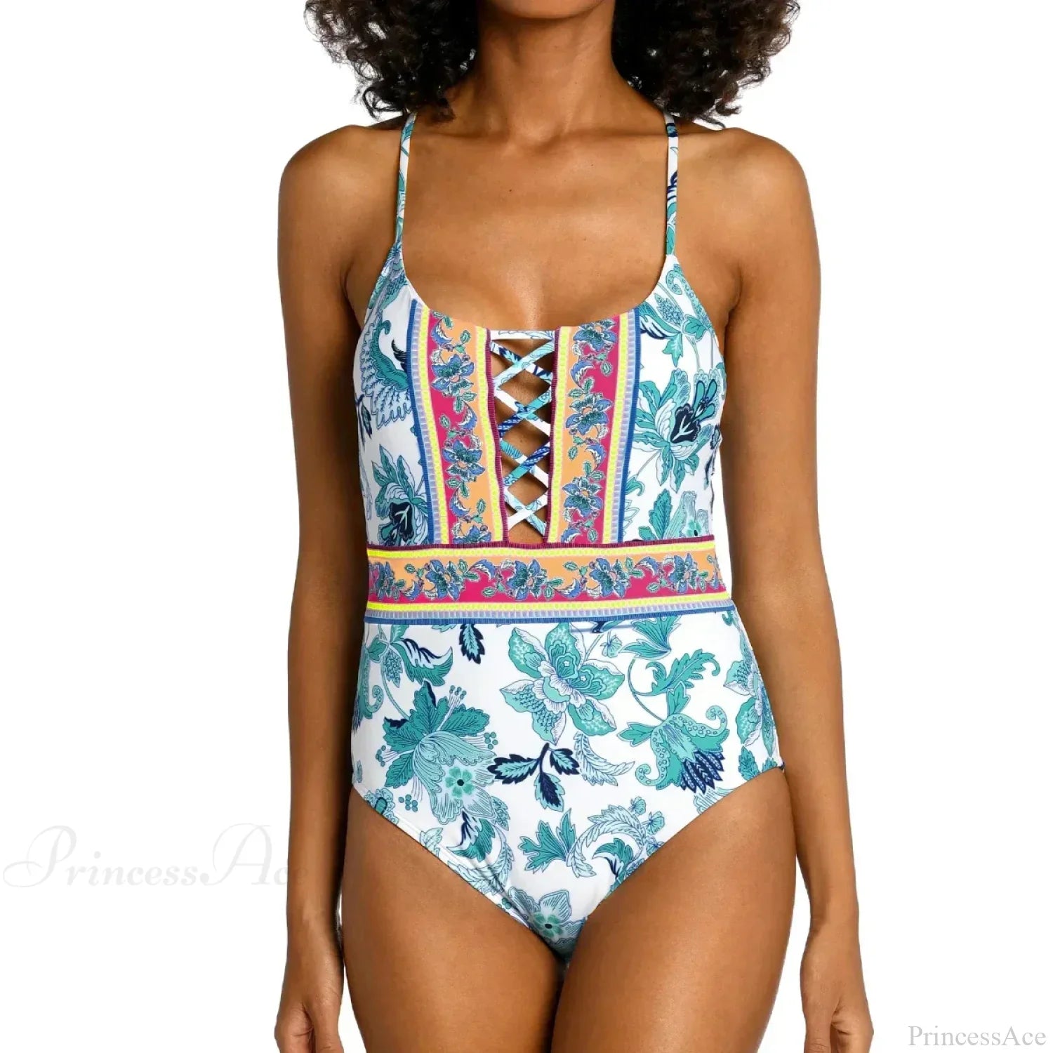 V-Neck Push Up Cross One Piece Swimsuit image 10