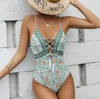 V-Neck Push Up Cross One Piece Swimsuit image 4