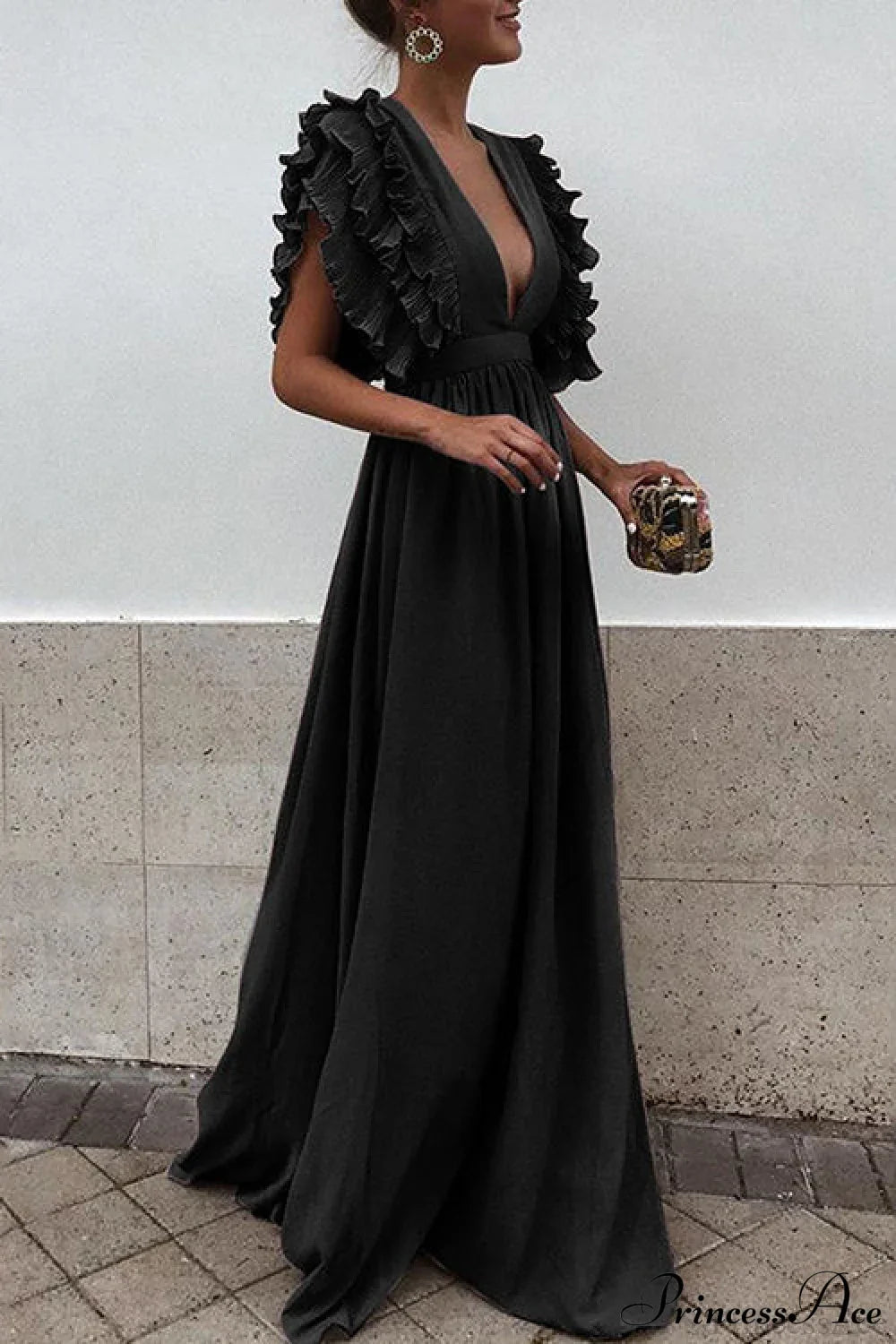 V Neck Ruffled High Waist Dress image 1