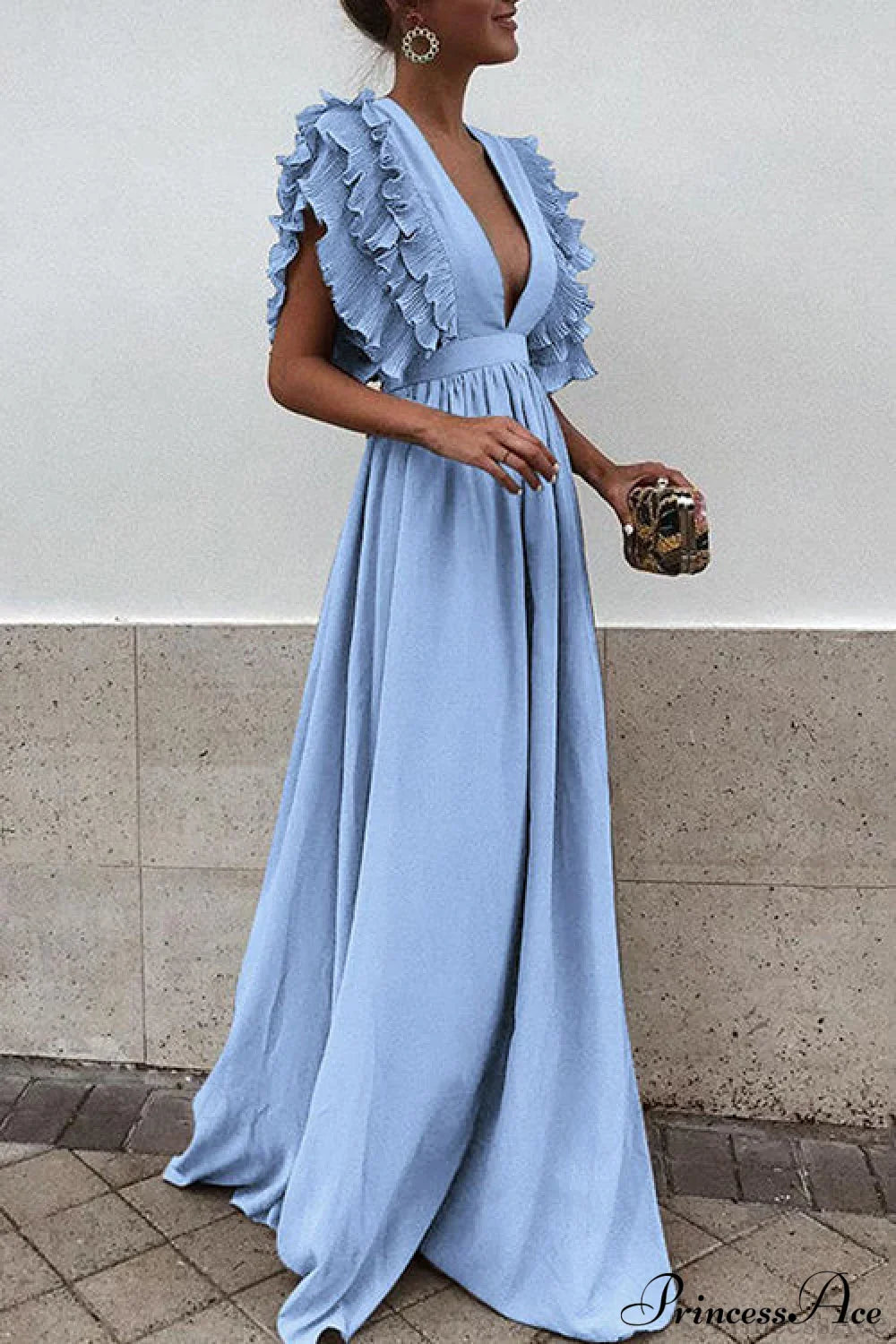 V Neck Ruffled High Waist Dress image 2
