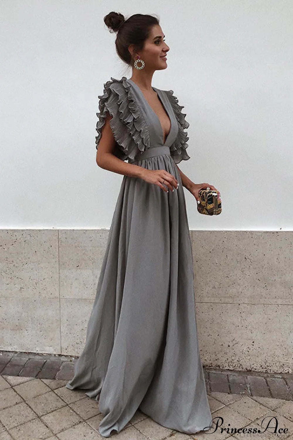 V Neck Ruffled High Waist Dress image 3
