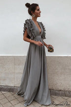 V Neck Ruffled High Waist Dress image 3